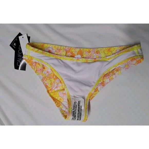 California Waves Junior's Printed Bikini Swimsuit Yellow Size X-Small - Picture 8 of 10